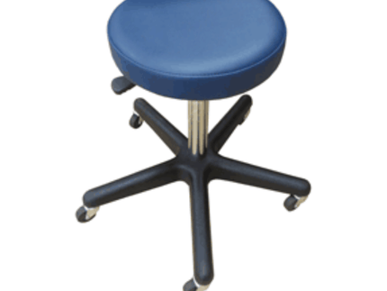 Alt text: Detail of Bailey 748 stool nylon base and casters