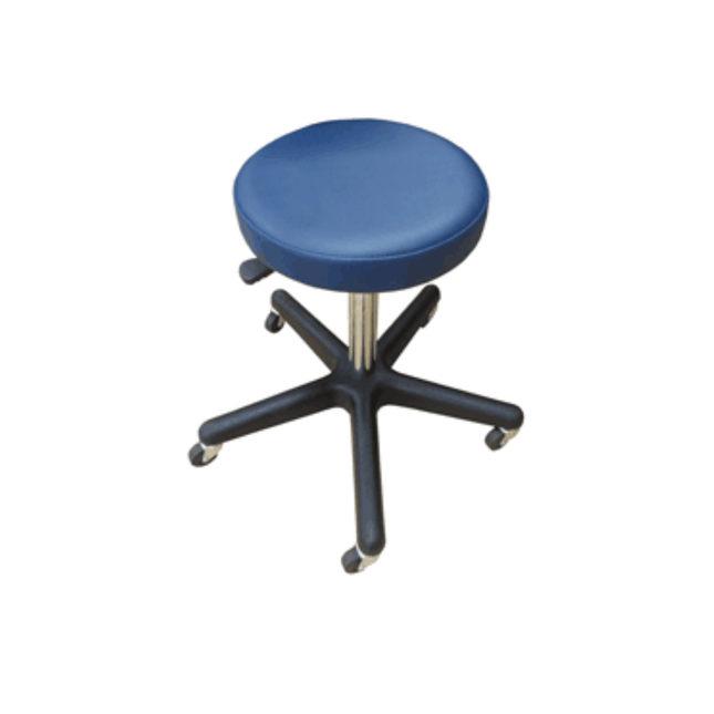Alt text: Detail of Bailey 748 stool nylon base and casters