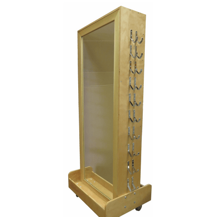 Close-up of Bailey 787 Combo Mirror Weight Cart safety glass mirror and sturdy wood frame