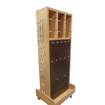 Side angle of Bailey 787 Combo Mirror Weight Cart showing storage shelves and swivel casters