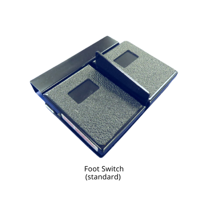 Close-up of Bailey BariMatic™ MT Mat Table foot switch control and upholstery finish