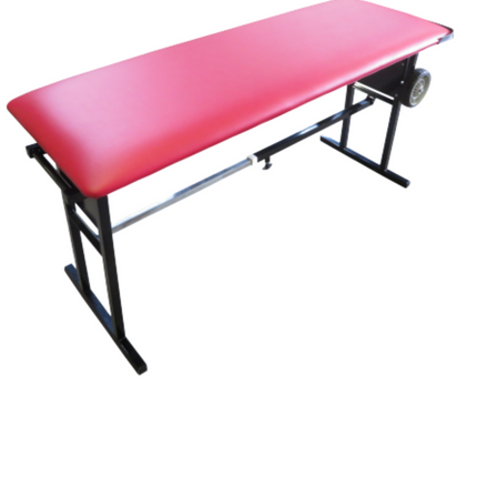 Bailey MATT® Portable Sideline Treatment Table front view with 7″ caster wheels and team upholstery